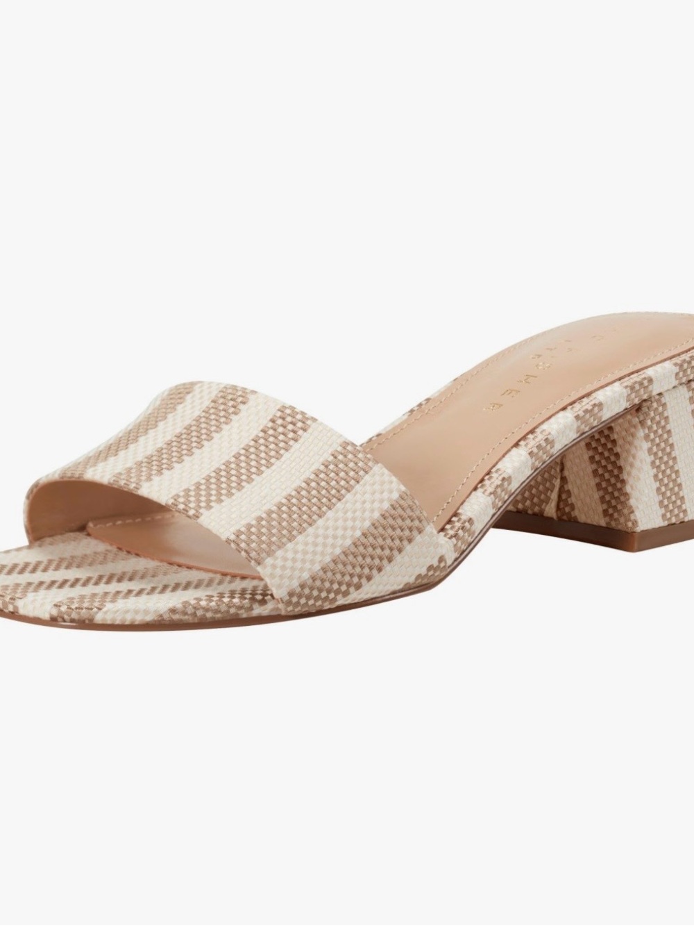 Marc Fisher LTD Olysa Heeled Sandal. Cream/Light Natural Stripe Multi. US 9